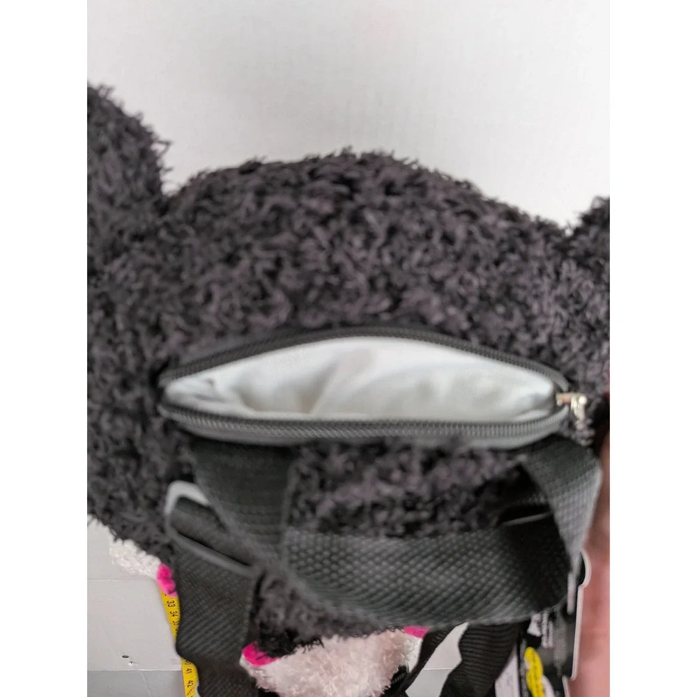 Sanrio Kuromi Plush Backpack Black White Fuzzy Sherpa Character Bag Kids